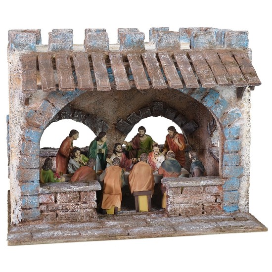 Setting for the last supper with lace roof 29x24x24 h