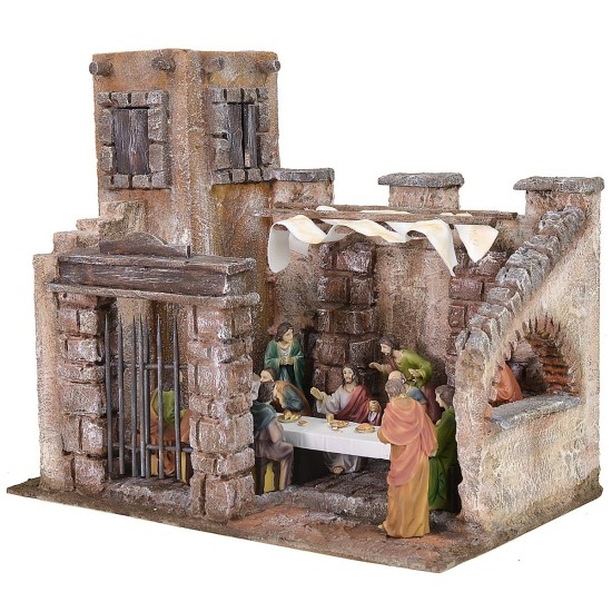 Ambientazione per ultima cena con cortile 33x20x30 h statue