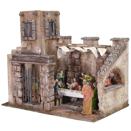 Ambientazione per ultima cena con cortile 33x20x30 h statue