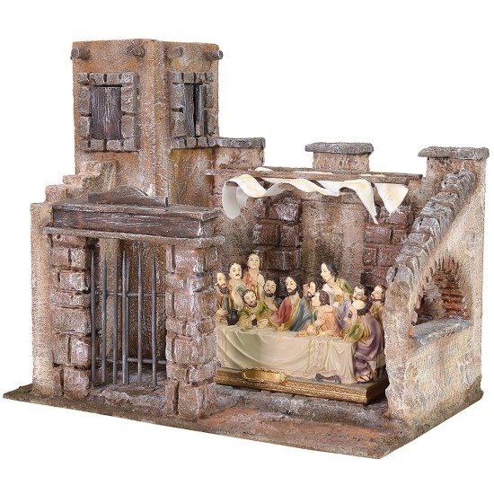 Ambientazione per ultima cena con cortile 33x20x30 h statue