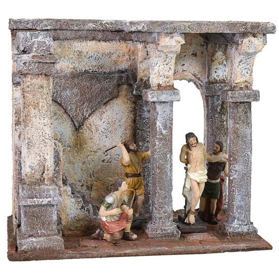 Setting scourging of Christ with throne of Pilate