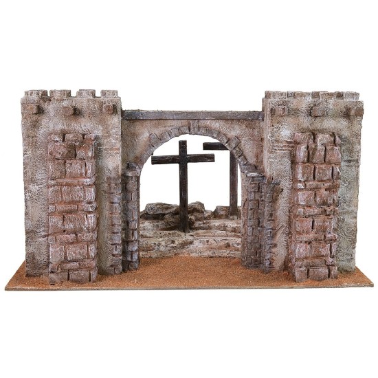 Setting of the Crucifixion with fortress facade 48x27x25 h