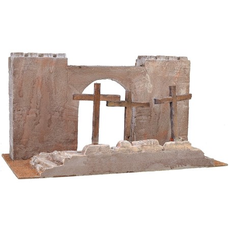 Setting of the Crucifixion with fortress facade