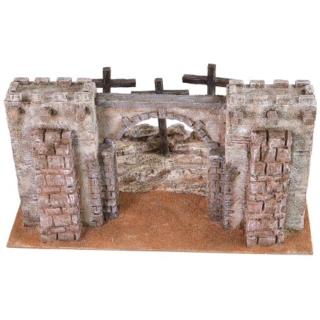 Setting of the Crucifixion with fortress facade