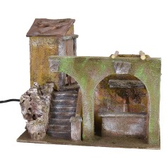 Porción de casa con fuente funcional y arcos para belén cm