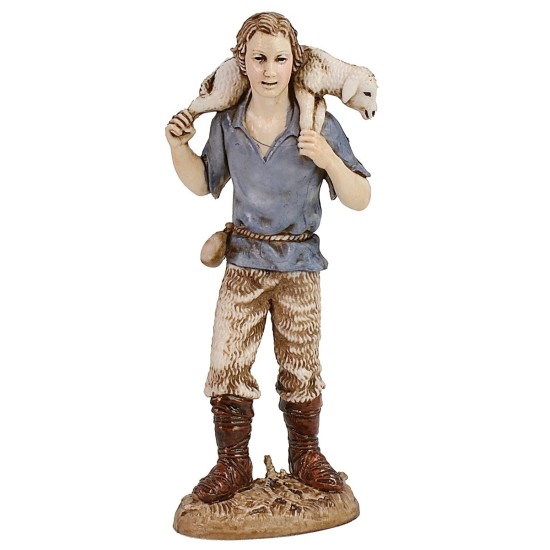 Shepherd with lamb on shoulders 12 cm Landi Moranduzzo