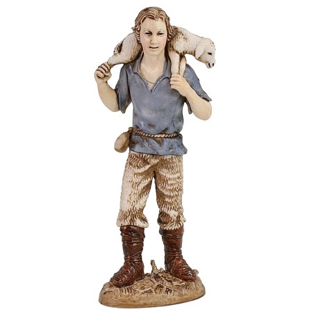 Shepherd with lamb on shoulders 12 cm Landi Moranduzzo