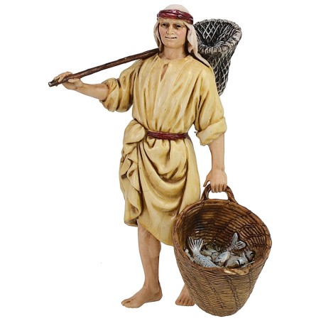 Pescatore con pesci 13 cm Landi Moranduzzo
