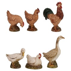 Juego de 6 animales de corral serie Landi cm 12-13 Mondo Presepi