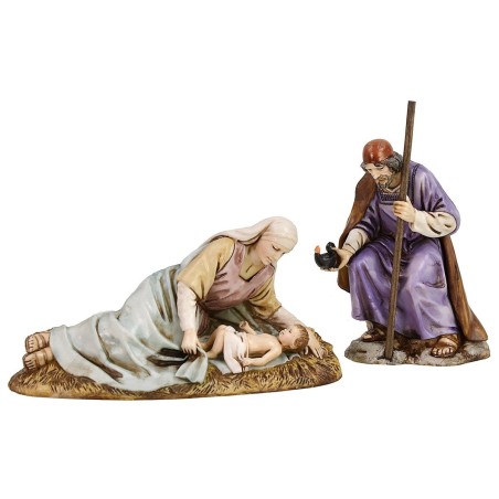Natività S. Giuseppe seduto e Maria sdraiata 13 cm Landi