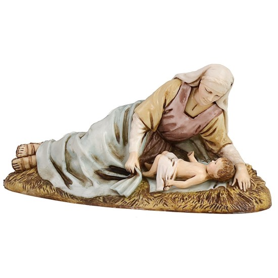Mary lying down with child 13 cm series Landi Moranduzzo