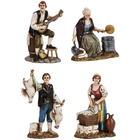 Set de 4 figuras de oficios de 12 cm Landi Moranduzzo Mundo Pesebres