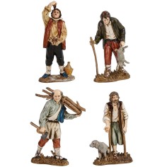 Set de 4 personajes napolitanos de 12 cm Landi Moranduzzo Mondo Presepi