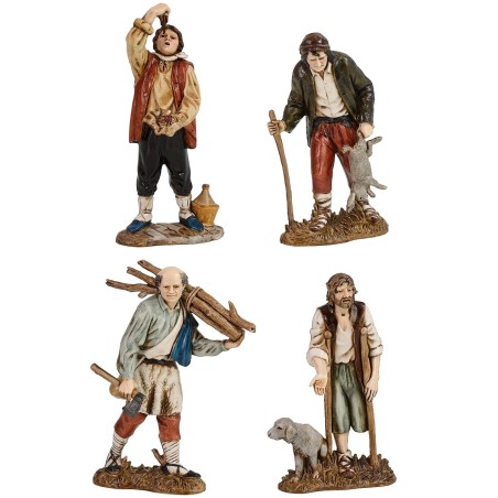 Set 4 personaggi Napoletani 12 cm Landi Moranduzzo