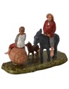 Escena hombre en asno con niño y perro serie 6 cm Landi