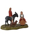 Scene man on donkey with child and dog series 6 cm Landi