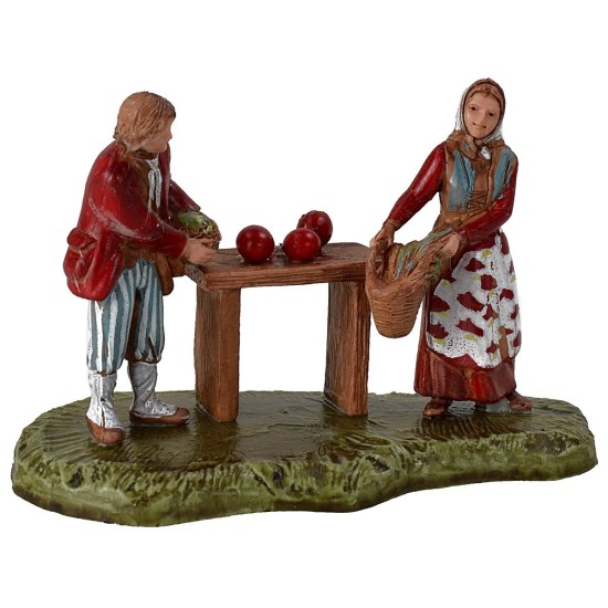 Greengrocer with woman 6 cm series Landi Moranduzzo