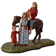 Hombre a caballo y mujer con niña serie 6 cm Landi Moranduzzo