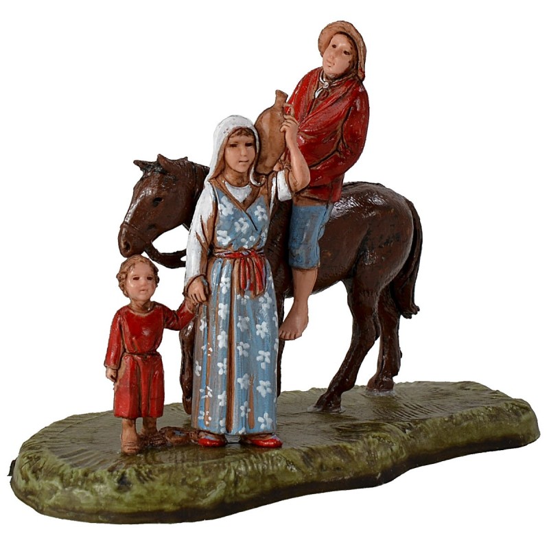 Uomo a cavallo e donna con bimba serie 6 cm Landi Moranduzzo
