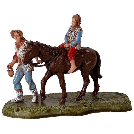 Hombre con niño a caballo serie 6 cm Landi Moranduzzo