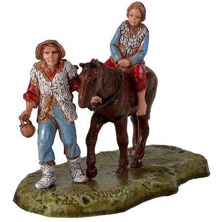 Uomo con bimbo a cavallo serie 6 cm Landi Moranduzzo