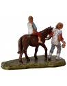 Uomo con bimbo a cavallo serie 6 cm Landi Moranduzzo