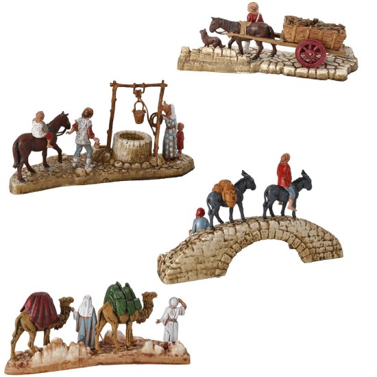 Conjunto de 4 grupos Landi Moranduzzo serie 6 cm Mundo Pesebres