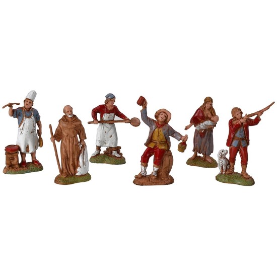 Set de 6 sujetos Napolitanos estatuas de 6 cm para pesebre