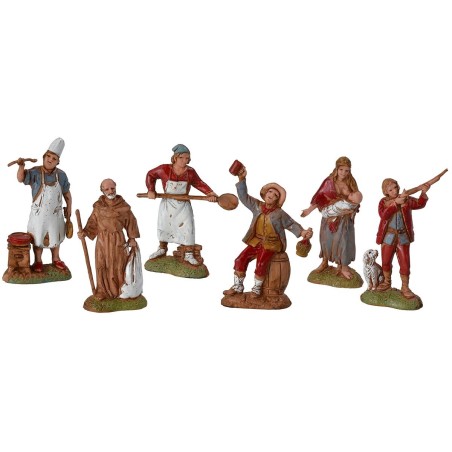 Conjunto de 6 sujetos napolitanos, estatuas de 6 cm para belén Landi.