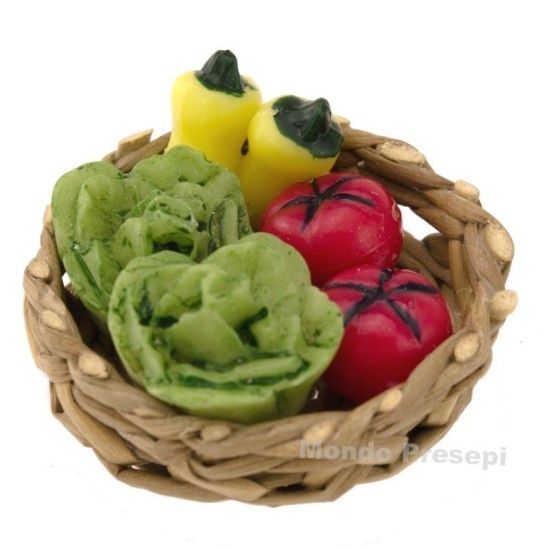 Cesto in vimini ø 3 cm con verdure Mondo Presepi