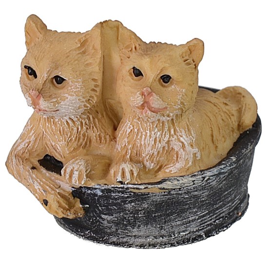 Gatitos en la cesta para estatuas de 10-12 cm de altura, gatos, estatua.