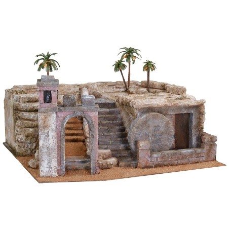 Presepe Pasquale cm 50x49x25 h altezza, sepolcro, statue