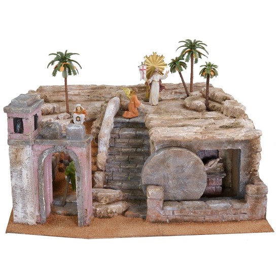 Pesebre de Pascua de 50x49x25 cm de altura completo con