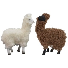 Coppia di alpaca con lana per statue cm 10-12 h