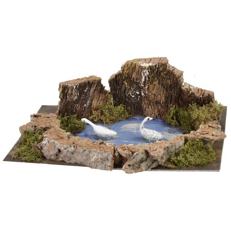 Estanque con cisnes cm 15x10x5 h estatuas, cisnes, recomendado.