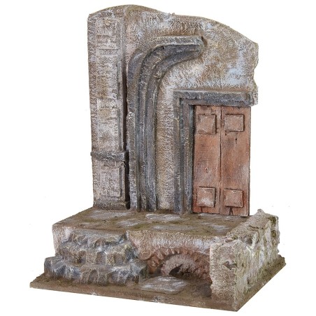 Ancient temple ruin with door 24x16.5x30h cm for statues