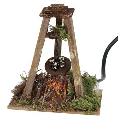 Bivouac con castañas y luz de fuego con llama funcionando cm