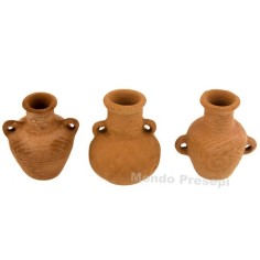 Conjunto de 3 ánforas de 3,5 cm de altura. Mundo Pesebres.