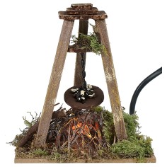 Bivouac con castañas y luz de fuego con llama funcionando cm 2