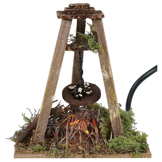 Bivouac with chestnuts and firelight with working flame cm