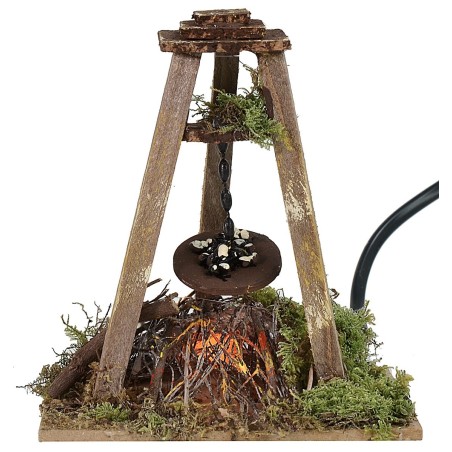 Bivouac with chestnuts and firelight with working flame cm