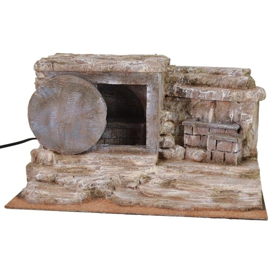 Sepulcro con fuente 39x29x25 h altura, estatuas, fuente.