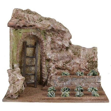 Campo con lechuga cm 24x17,5x21 h altura, madera, lechuga