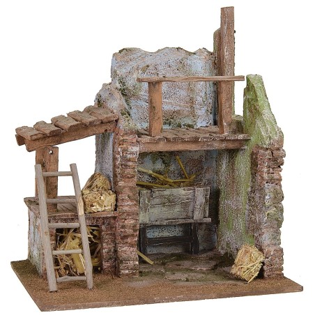 Granero con pesebre de 24,5x17,5x27 cm de altura, poliestireno.