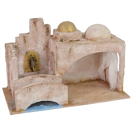 Capanna Palestinese con ponte e fontana cm 29x15x18,5 h