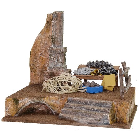 Ambientazione del pescivendolo cm 19,5x14,5x19 h