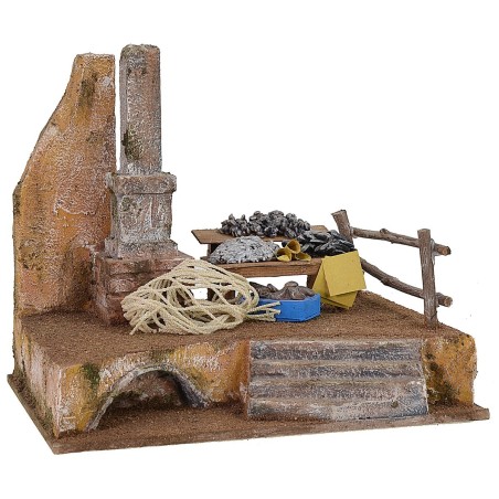 Escenario del vendedor de pescado cm 19,5x14,5x19 h altura