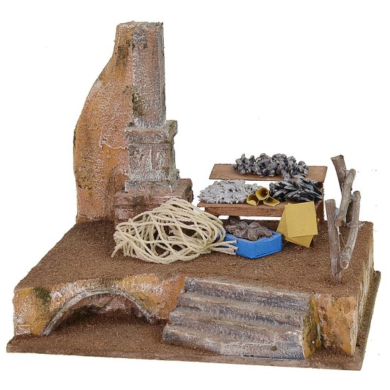 Escenario del vendedor de pescado cm 19,5x14,5x19 h altura