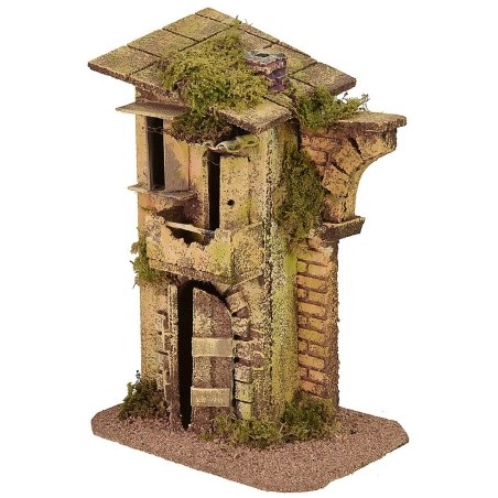 Casa con ruina de arco de 17x12,5x24 cm de altura, madera, pisos.