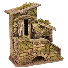 Casa con scalinata e rimessa cm 16,5x10,5x17,5 h legno 2